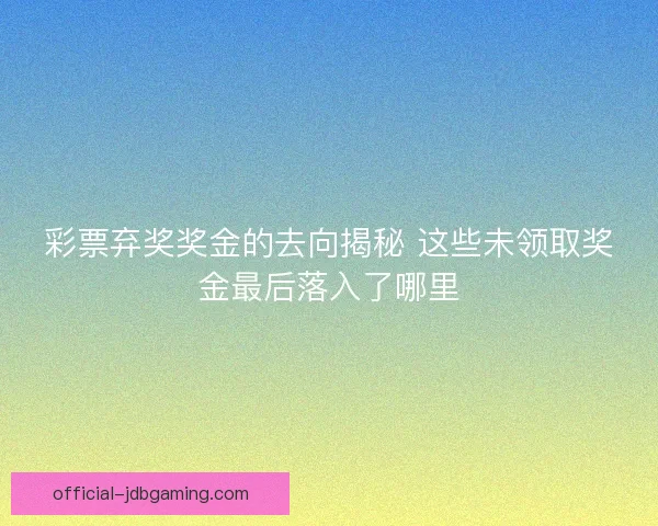 彩票弃奖奖金的去向揭秘 这些未领取奖金最后落入了哪里 彩票弃奖奖金的去向揭秘 这些未领取奖金最后落入了哪里